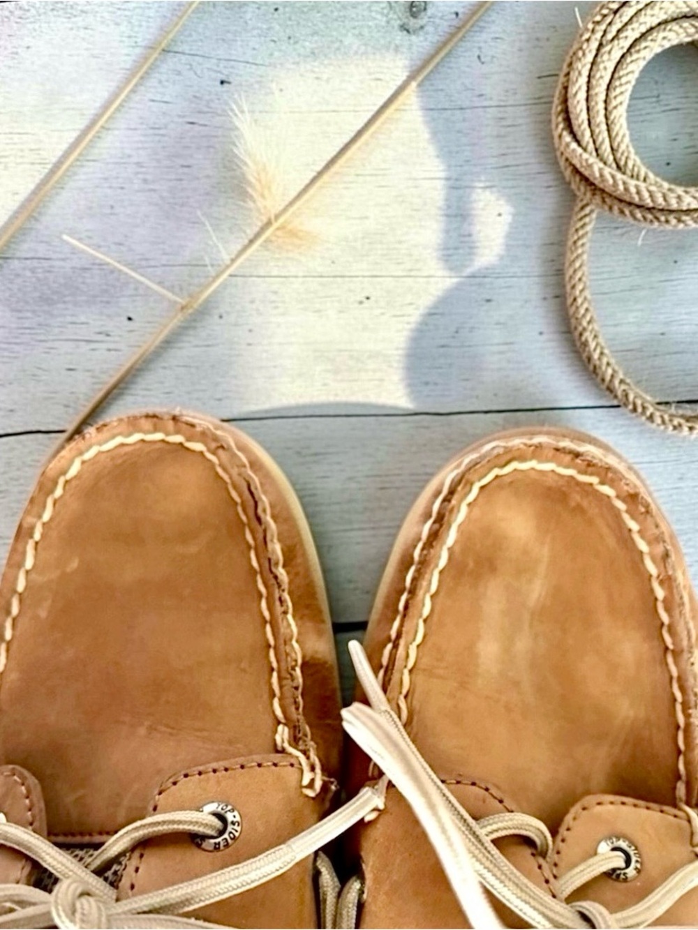 Sperry Top‑Sider Tan Leather Boat Shoes Wide Width Women’s 6.5 - Picture 12 of 15